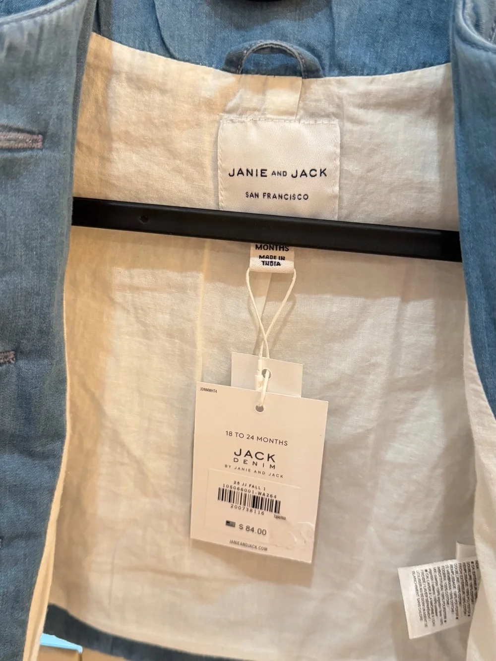 Janie and Jack Quilted Blue Kids Jacket - Lightweight Button-Front Coat